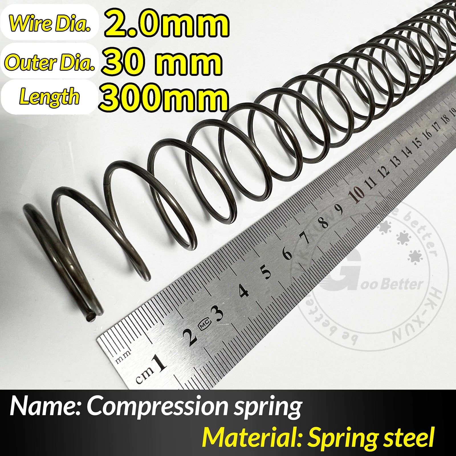 Compression Spring Pressure Springs, Wire Dia 2-3.5mm, OD 10-60mm, Length 300mm