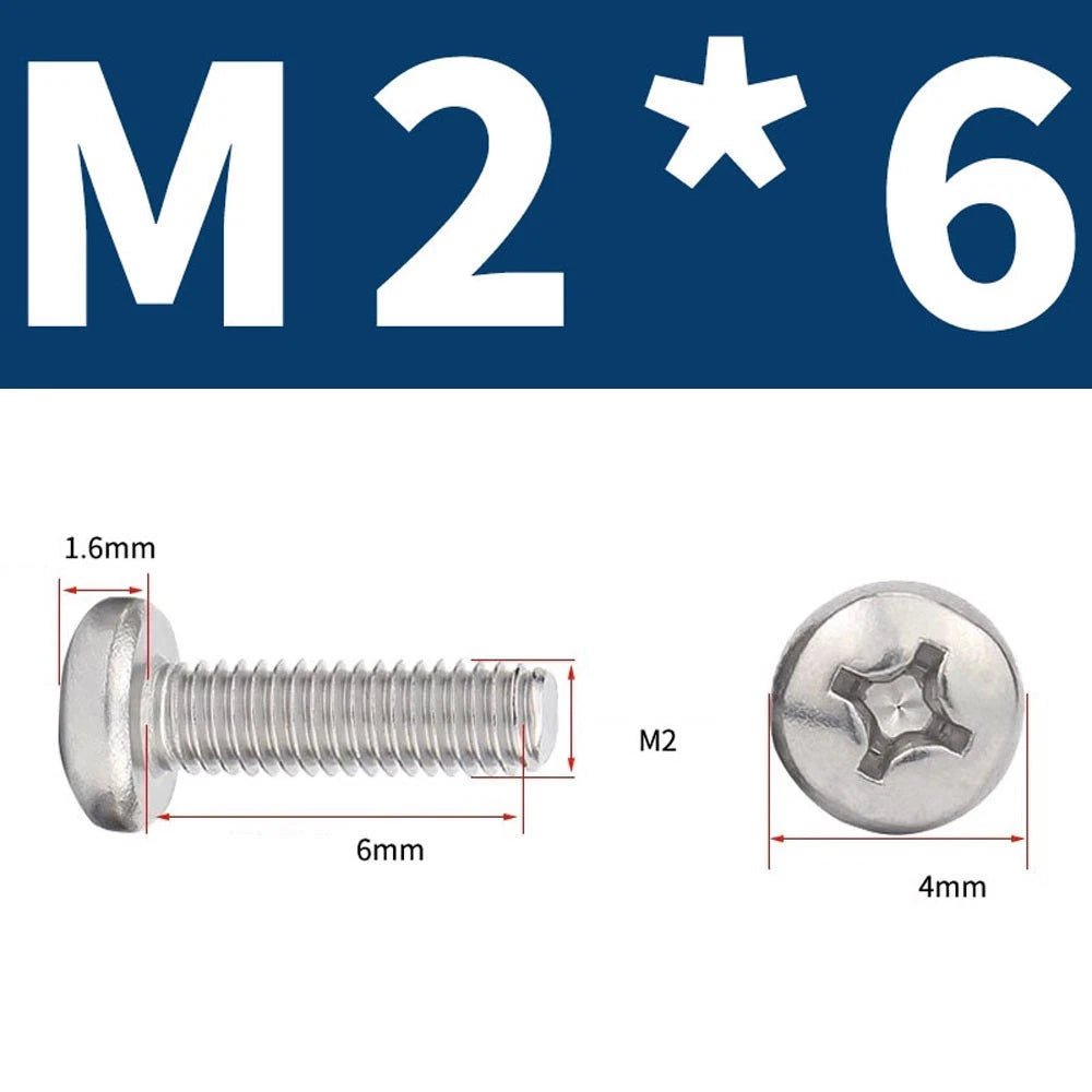 Phillips Pan Head Machine Screws — A4 Marine Grade Stainless Steel, DIN 7985 (M1.6–M10) - HomeDIYer