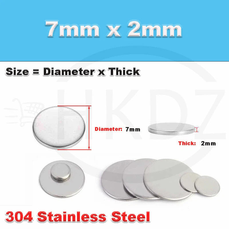 Stainless Steel Blank Round Disc 304 Grade Metal Sheet Plate Ø6-80mm Thick 1-5mm