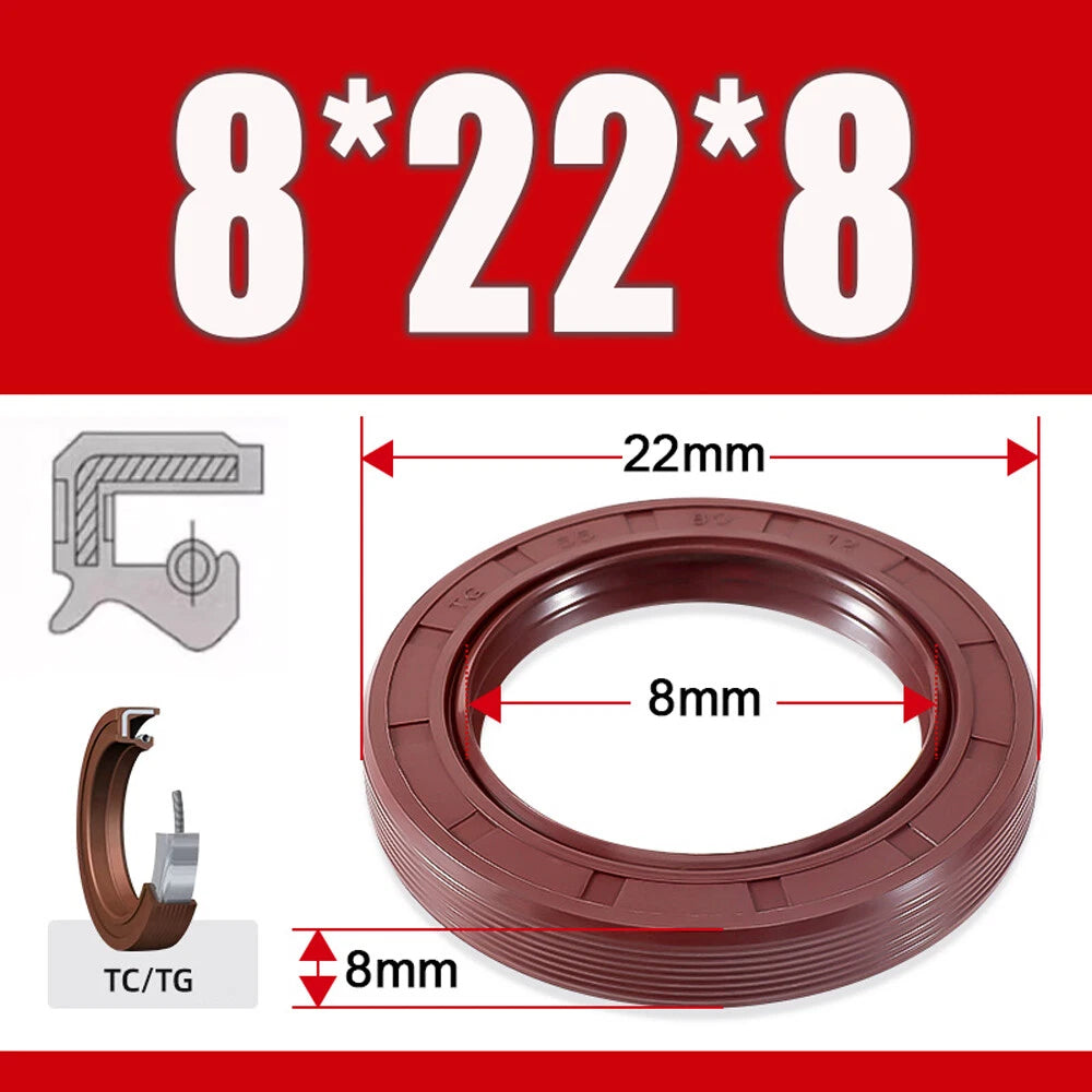 Metric TC Oil Seal FKM Dual Lip Rotary Shaft Seal 8mm–40mm Bore