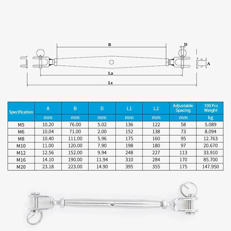 Wire Rope Cable Rigging Accessories Turnbuckle Sleeves Pulley Clip Clamp Link