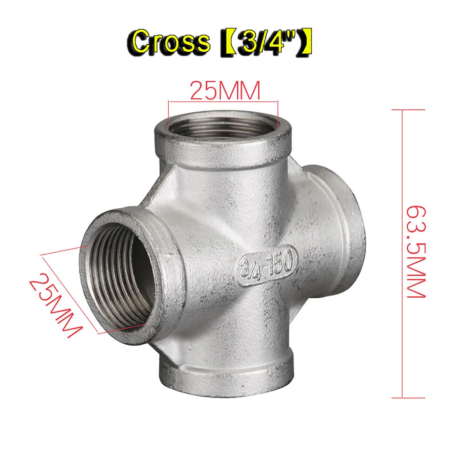 BSP Tee & Cross Pipe Fittings — 304 Stainless Steel, 1/8" to 2", Equal & Reducer