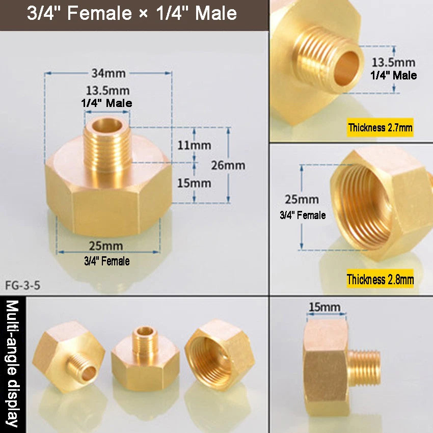 Brass BSP Reducing Bush — Male × Female Straight Pipe Fitting