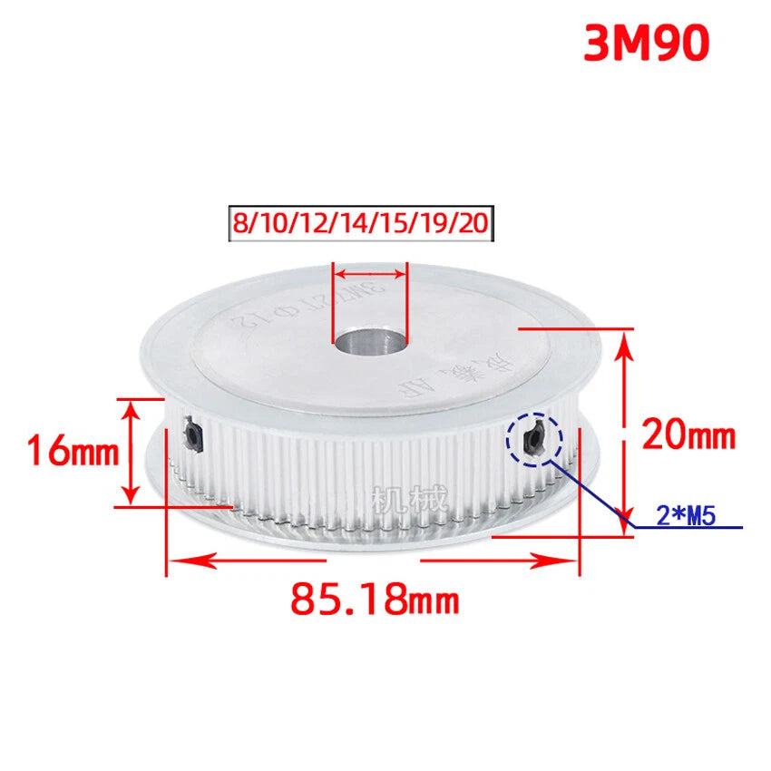 HTD-3M 14-72T Timing Belt Pulley Pitch 3mm AF-type Drive Pulley Teeth Width 16mm