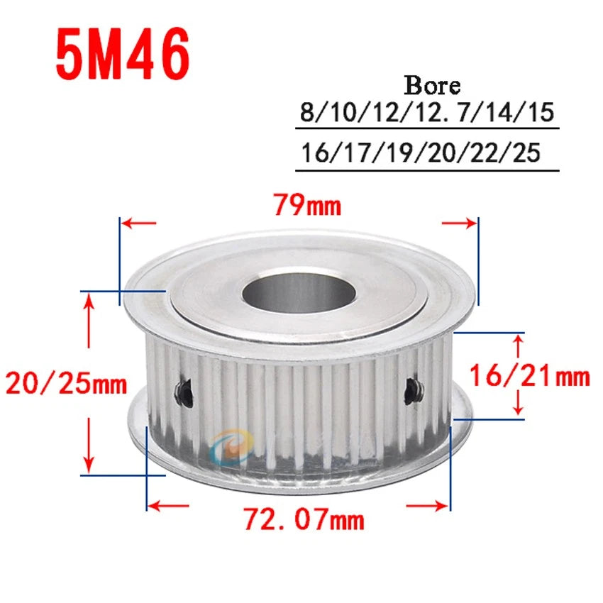 HTD-5M 10T-60T Timing Belt Pulley AF-Type Bore 5-25mm, For 15mm Width Belt