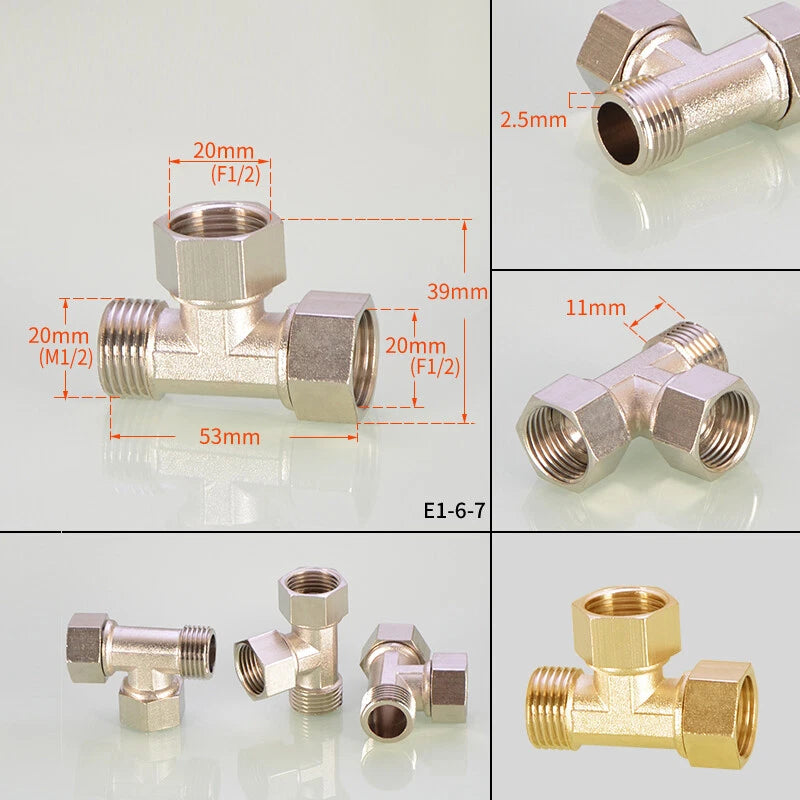 1/2" Copper Tee Elbow Diverter Valve Adapter — Hose & Shower Connector (24 Styles)