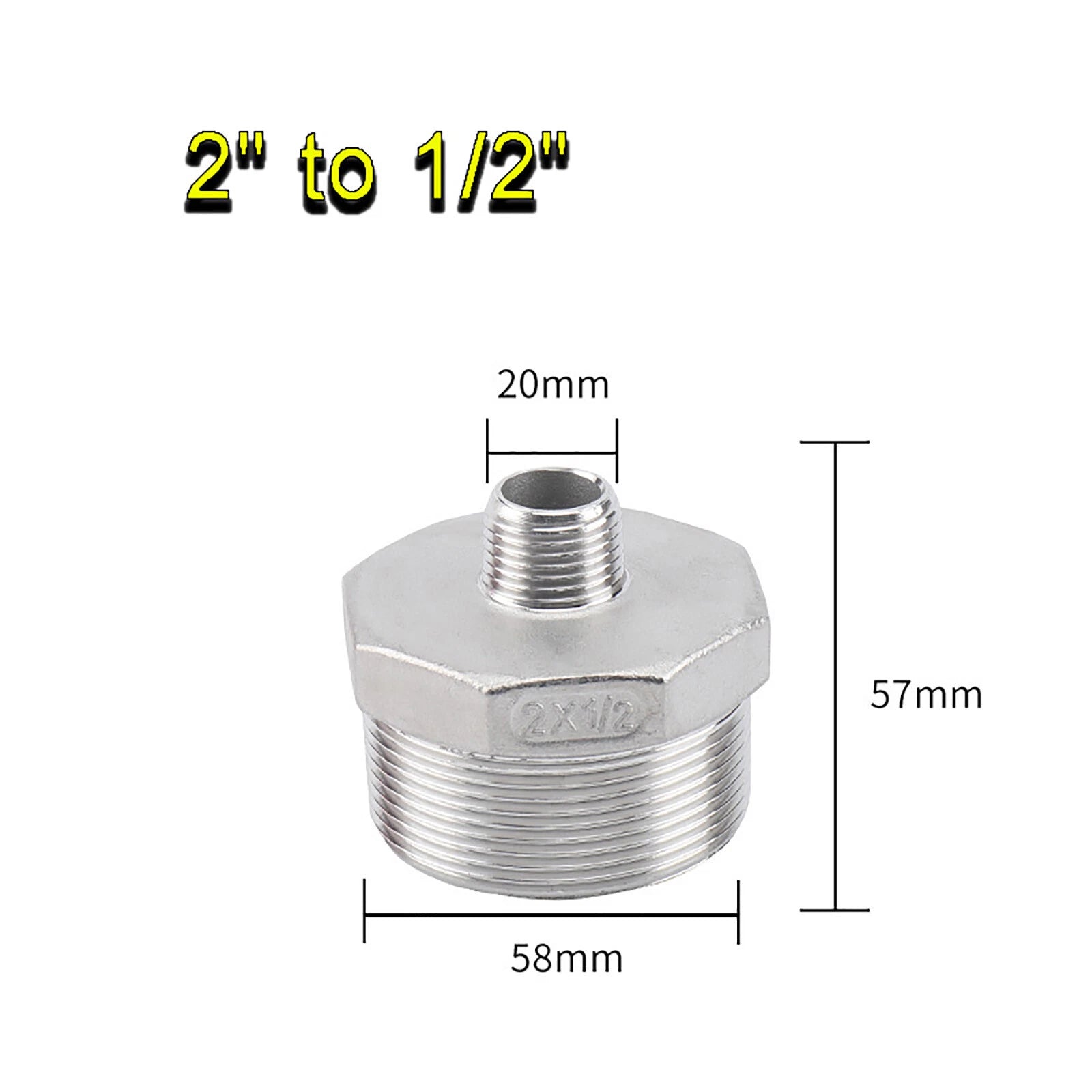 BSP Male to Male Reducing Hex Nipple 304 Stainless Steel Pipe Connector