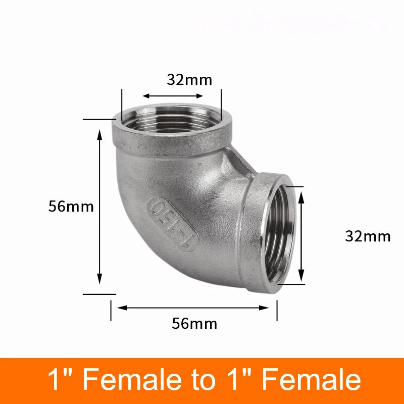 Stainless Steel 90° Elbow BSP Pipe Fittings — Same-Size & Reducing Female/Male Adapters