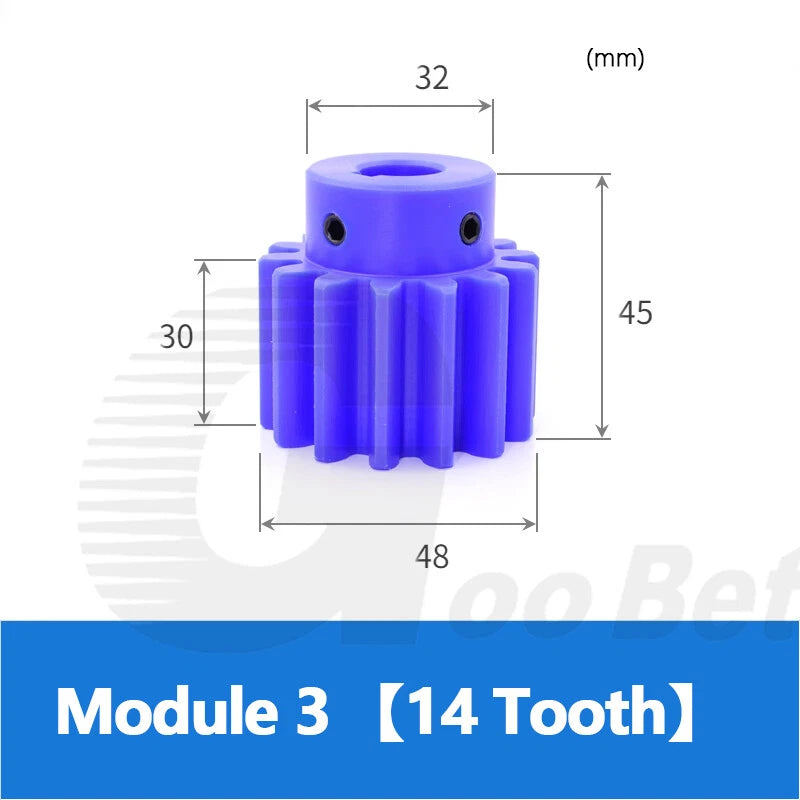Module 2 3 Precision Spur Gear 12 - 30 Tooth Pinion with Step Keyway Bore Nylon