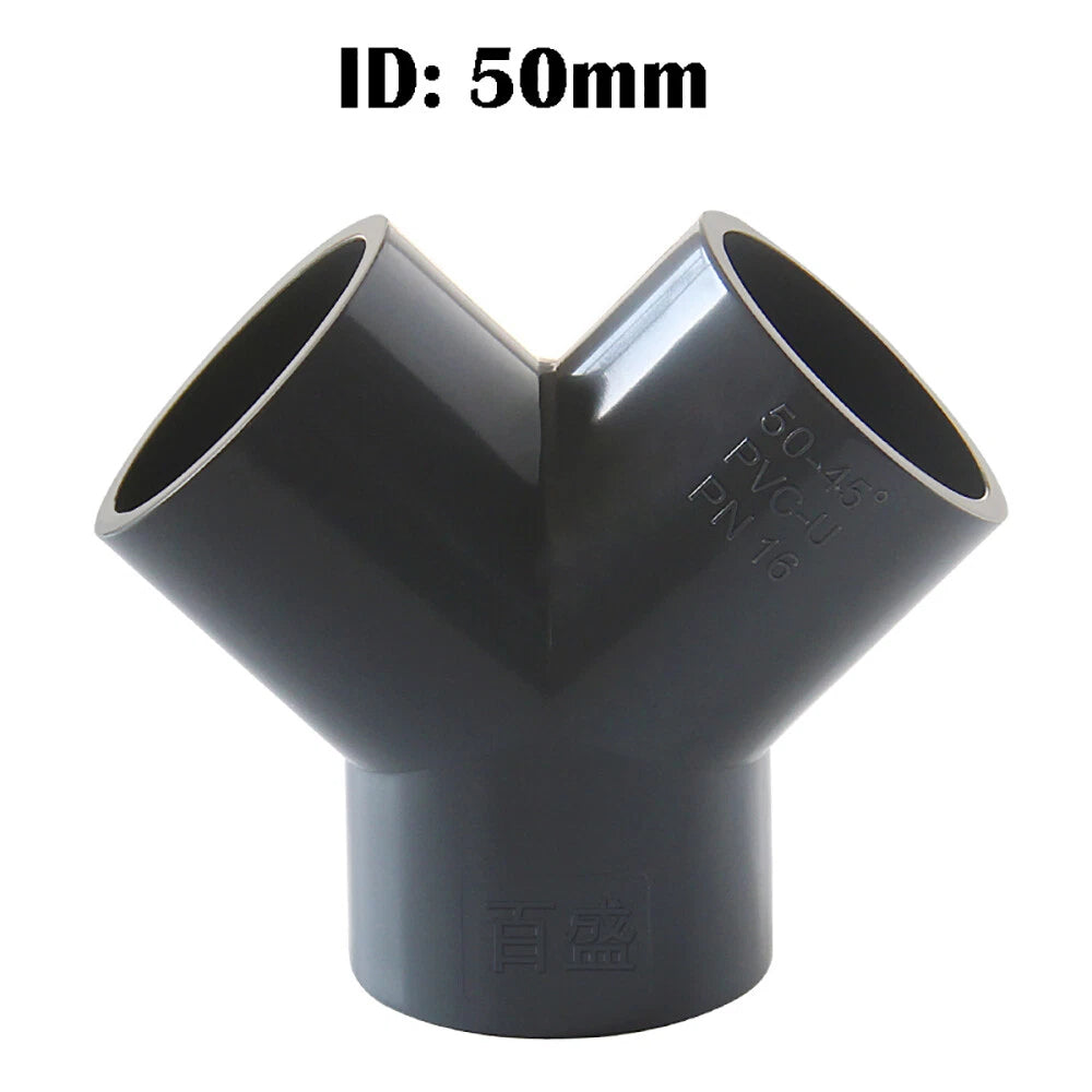 PVC Y-Fitting ID 20~63mm White Blue Grey PVC Y-Type Pipe Fitting Split Fittings