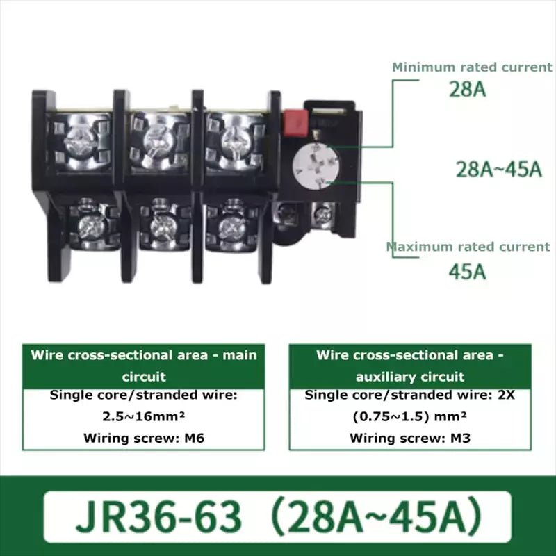 Thermal Overload Relays 0.32Amp - 160Amp For 3 Phase Motor Protector JR36 Series - HomeDIYer