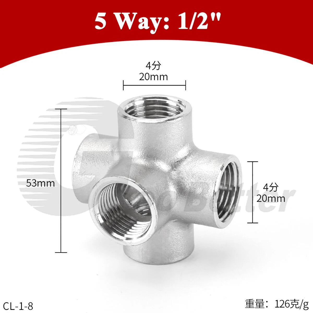 Stainless Steel 3/4/5-Way BSP Female Pipe Fitting Splitter — 304 SS, 1/4" to 2"