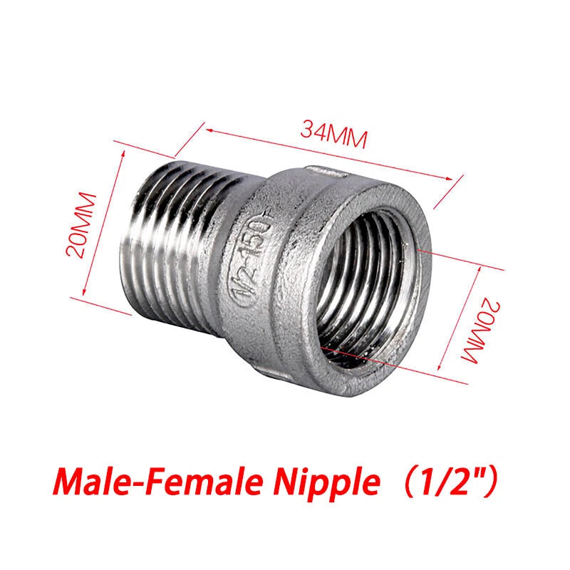 BSP 304 Stainless Steel Pipe Fittings — Elbow, Tee, Nipple, Cross, Bush, Cap (1/2" & 3/4")