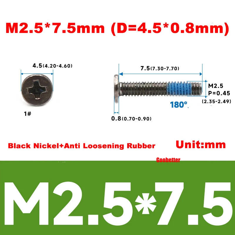 M2.5 Ultra Thin Flat Wafer Head Phillips Screws – CM2.5 Laptop Computer Screws (Various Finishes)