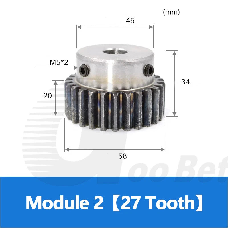 Mod 2 Spur Gear C45 Steel with Hub 12 - 60 Tooth Motor Pinion Hardened Precision