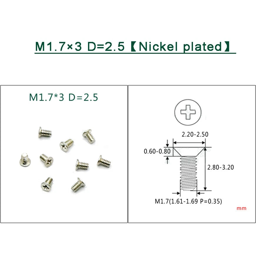 M1–M1.8 Phillips Countersunk Flat Head Machine Screws – Carbon Steel or 304 Stainless, Multiple Finishes