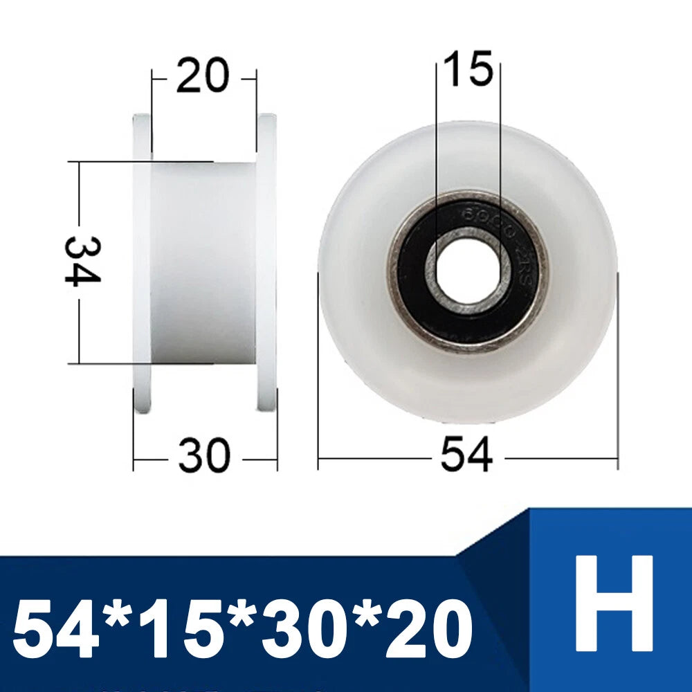 OD 30-85mm Nylon Pulley Wheel with Ball Bearing U/V/H Groove for Door and Window