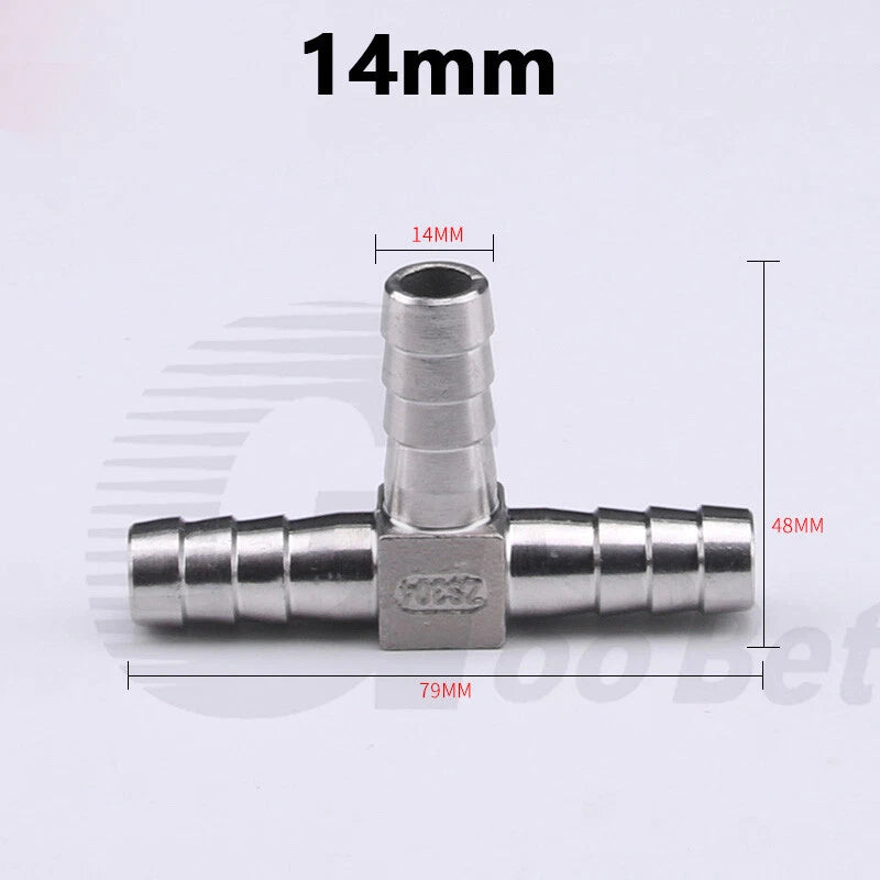 Stainless Steel Barbed Hose Connector — T-Piece & Y-Piece, 6mm–25mm