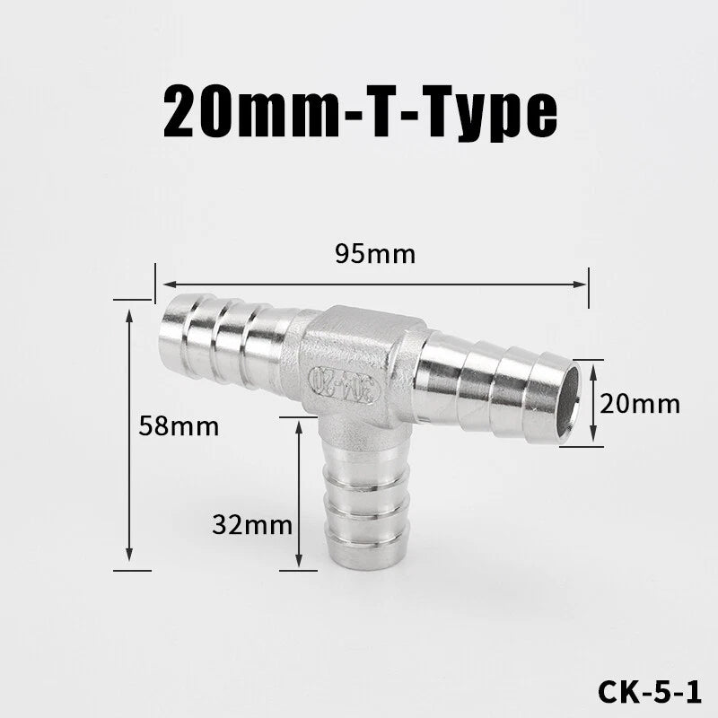 Stainless Steel BSP Hose Tail Connector Fitting — Y / L / T / Inline Type