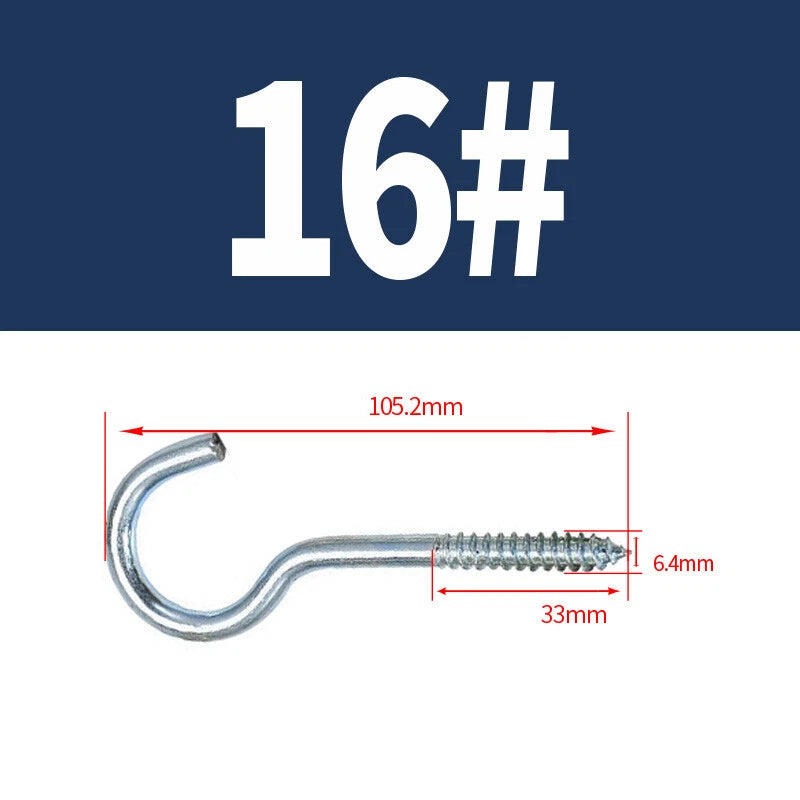 Zinc Screw Eyes & Hooks — Metric Wood Thread, 16–105mm, Hook & Eye with Optional Wall Plug