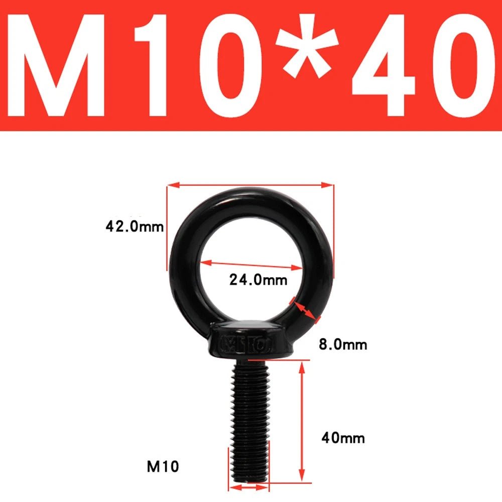 Black 304 Stainless Steel Eye Bolts and Eye Nuts — M3 to M20 Lifting Hardware - HomeDIYer