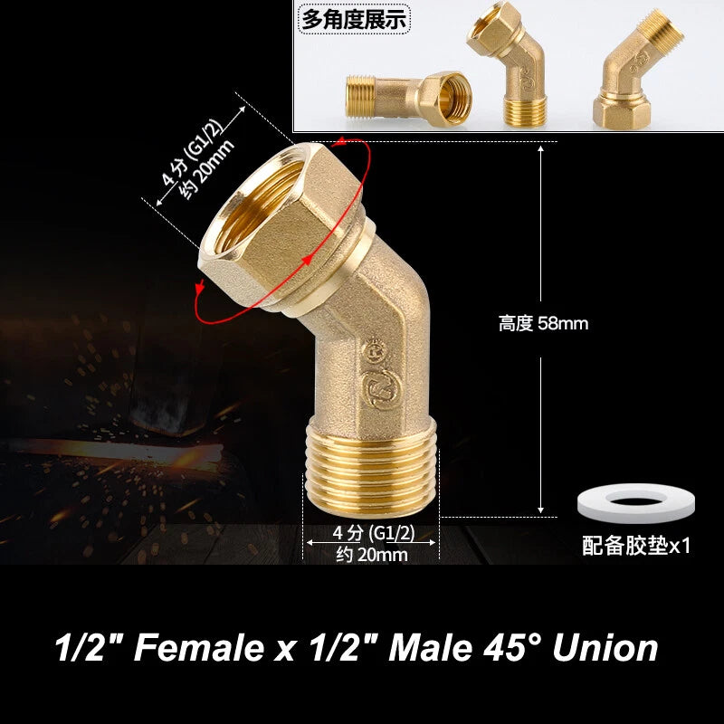 BSP Brass Pipe Fittings – Elbow & Union Connectors, Female/Male, 1/2" 3/4" 1"