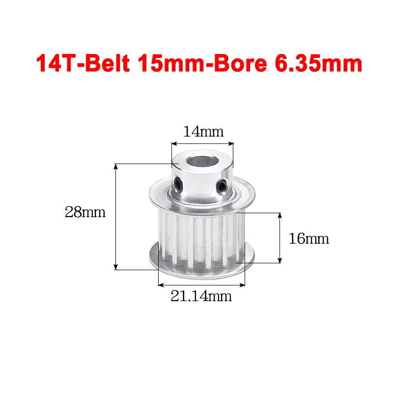 5M Timing Belt Pulley 10T 12T 14T 15T 16T 18T Bore 5mm-12mm for 15mm Width Belt