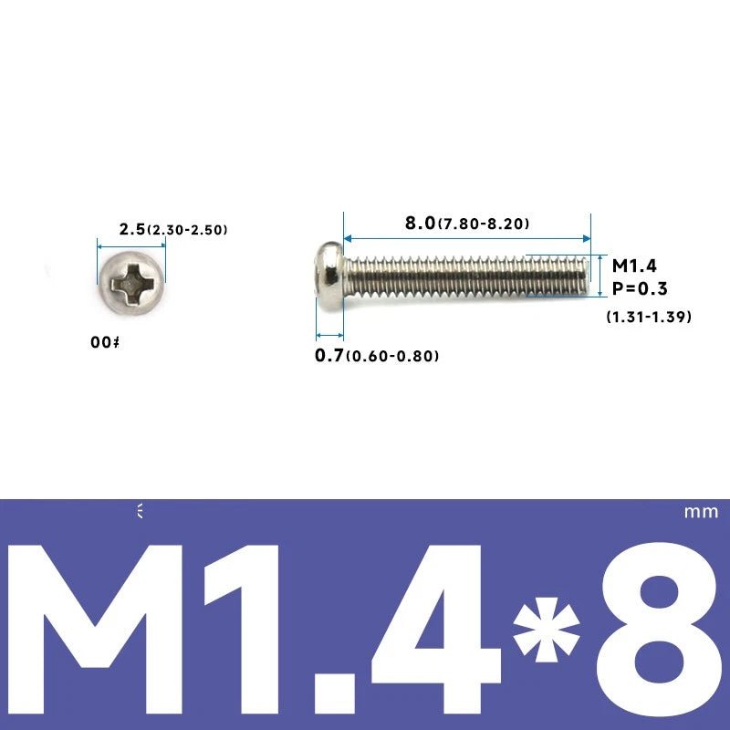 M1–M2.5 Pan Head Phillips Machine Screws – A2 Stainless Steel (304), Fully Threaded - HomeDIYer