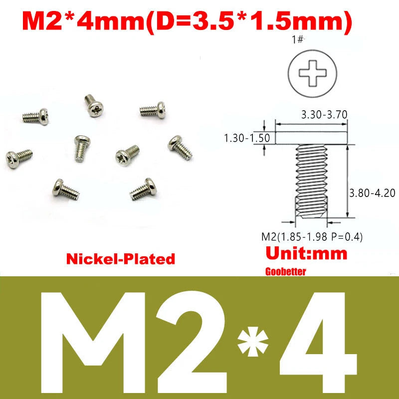 CM2/CM2.5/CM3/CM4 Ultra Thin Wafer Flat Head Phillips Screws – For Laptop & Computer Repair (M2–M4)