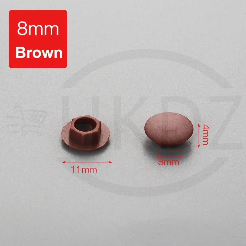 Plastic Screw Caps Covers – 5mm to 40mm Push-in Furniture Hole Plugs, Black, White and Brown