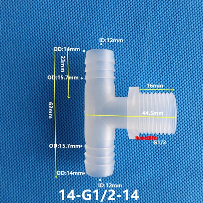 T Piece Joiner 3-Way Plastic Barb Connector | Pipe Hose Male Thread Fitting