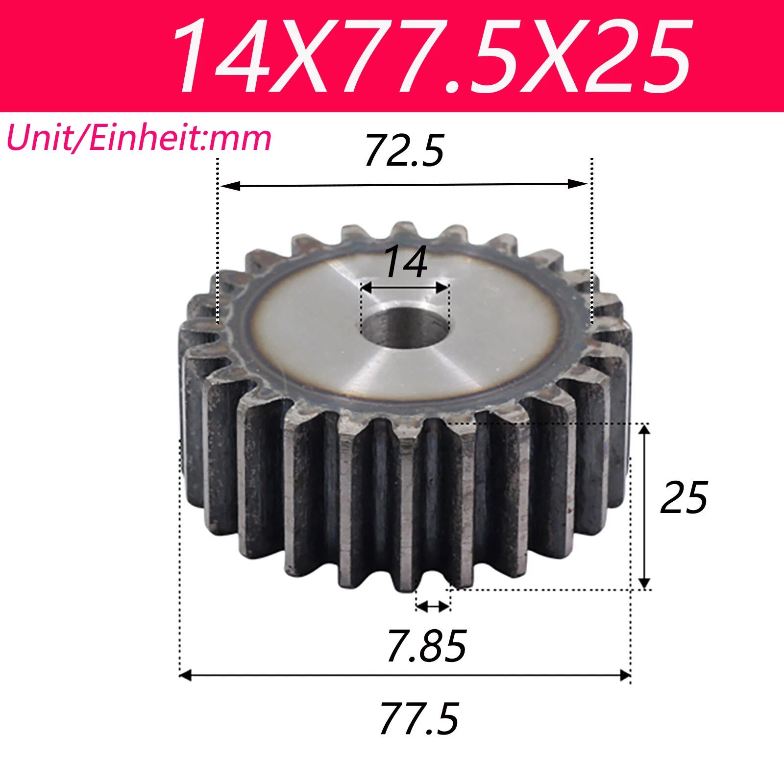 2.5 Modul 45# Steel Spur Gears Pinion Gear Thick 25mm 10-80 Teeth For 3D CNC