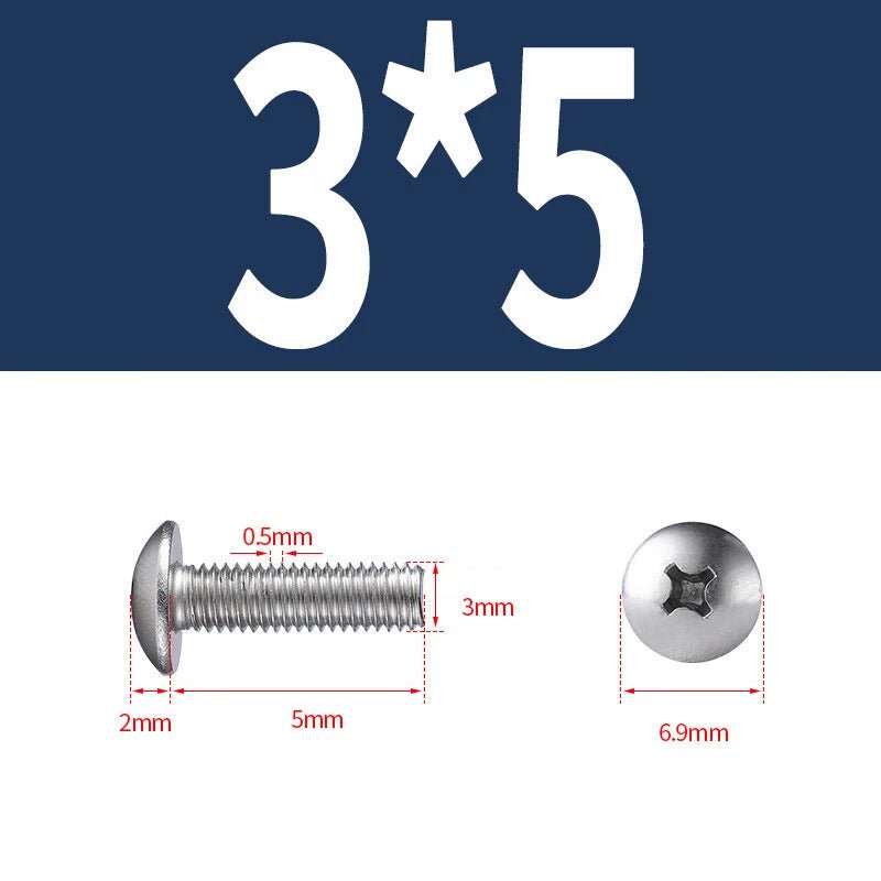 Phillips Button Head Machine Screws — Steel M2 M2.5 M3 M4 M5 M6 - HomeDIYer