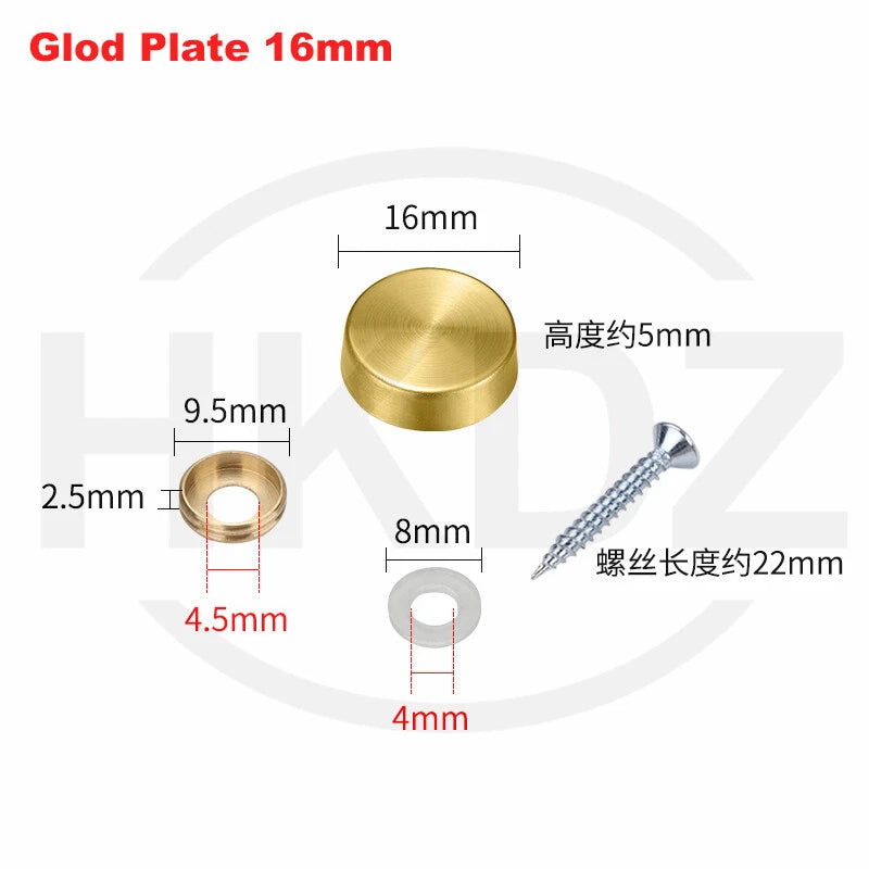 Stainless Steel Mirror Screw Cover Caps – Decorative Disc Plates for Glass, Mirrors & Furniture (16-50mm, Flat/Dome, Silver/Gold/Black/Rose Gold)