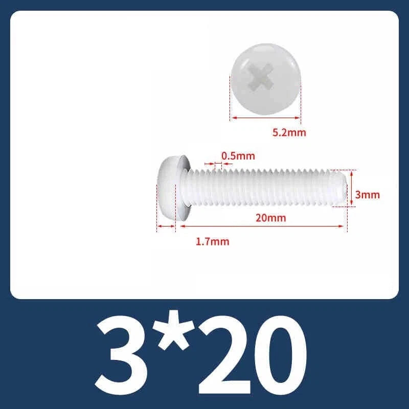 White Nylon Phillips Pan Head Machine Screws – M2 to M8, Non‑Conductive & Corrosion‑Free (PA66)