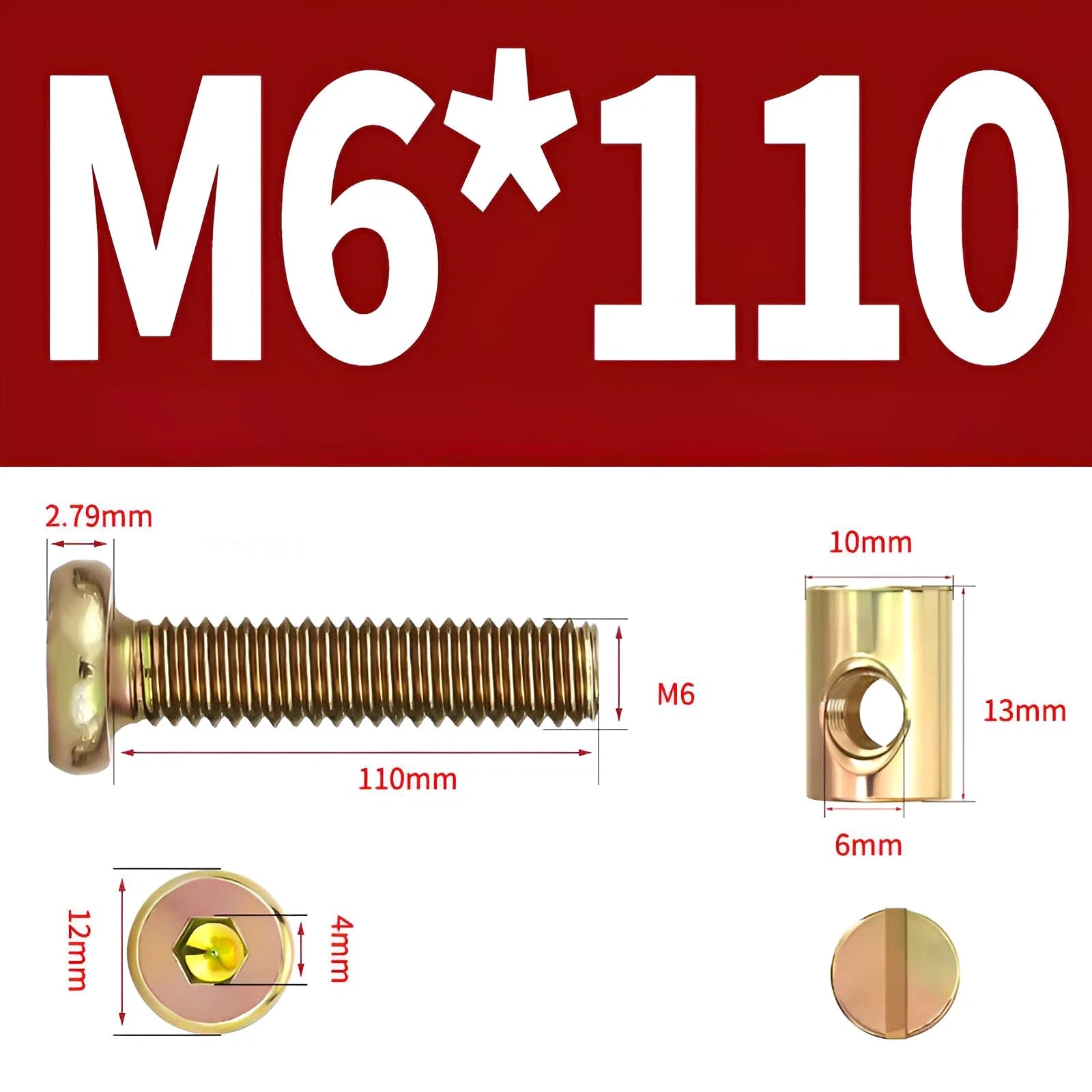 M6 M8 Galvanised Furniture Connecting Bolts with Barrel Nuts | Slotted & Phillips | 8mm–120mm
