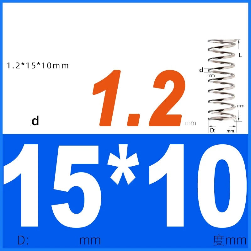 Compression Spring 1.2mm Wire Dia 14mm - 20mm OD Small Pressure Springs