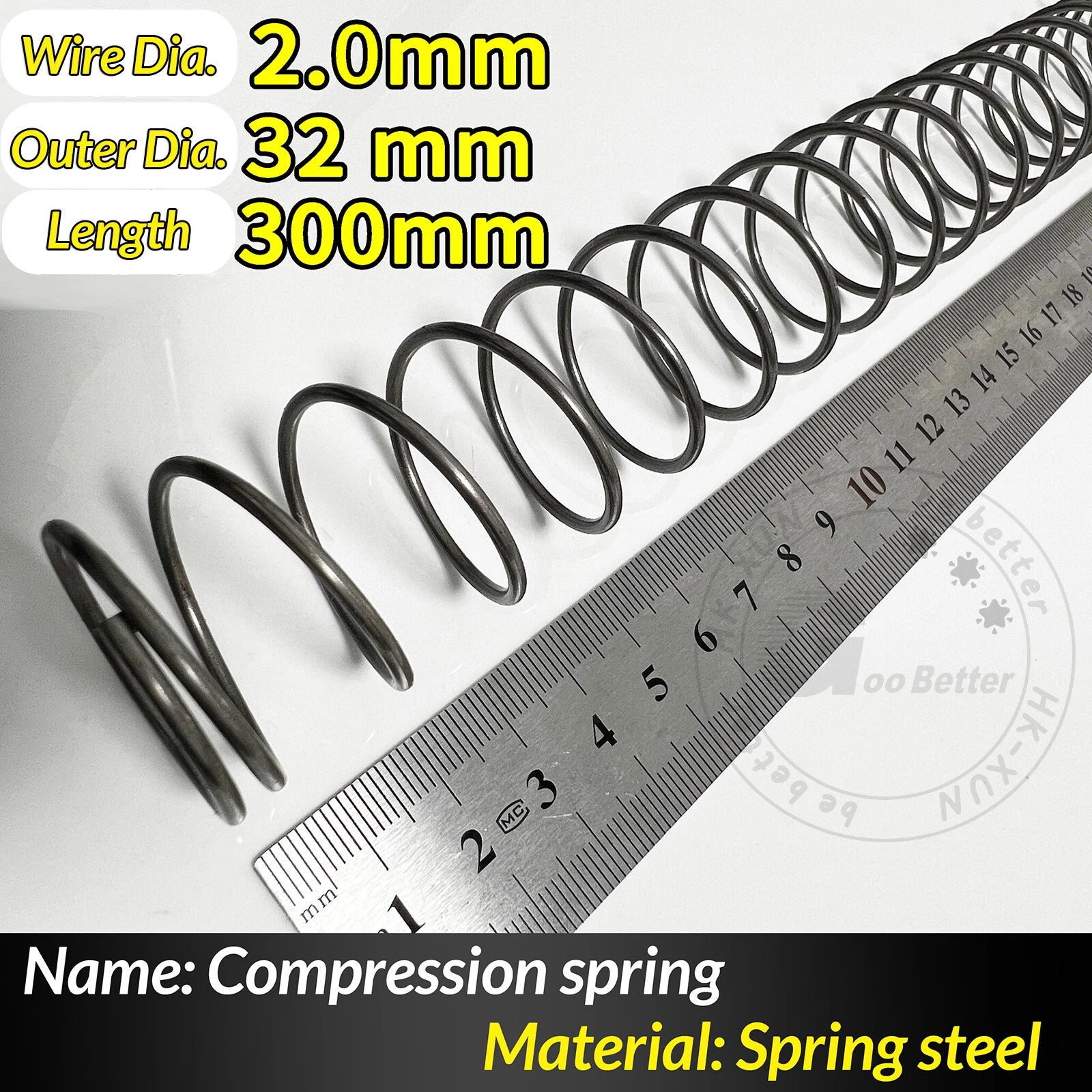 Compression Spring Pressure Springs, Wire Dia 2-3.5mm, OD 10-60mm, Length 300mm