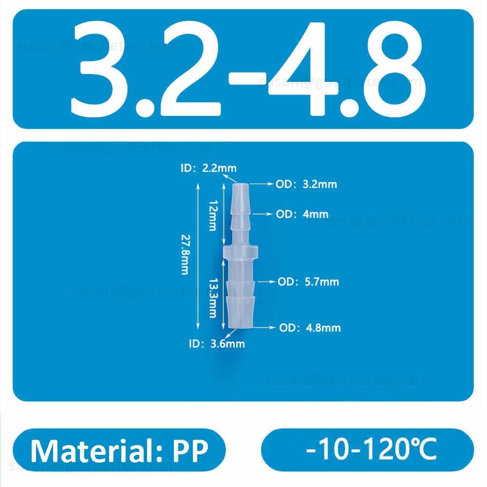 Straight Reducer Barbed Hose Connector — Plastic Joiner for Air & Water Tubing