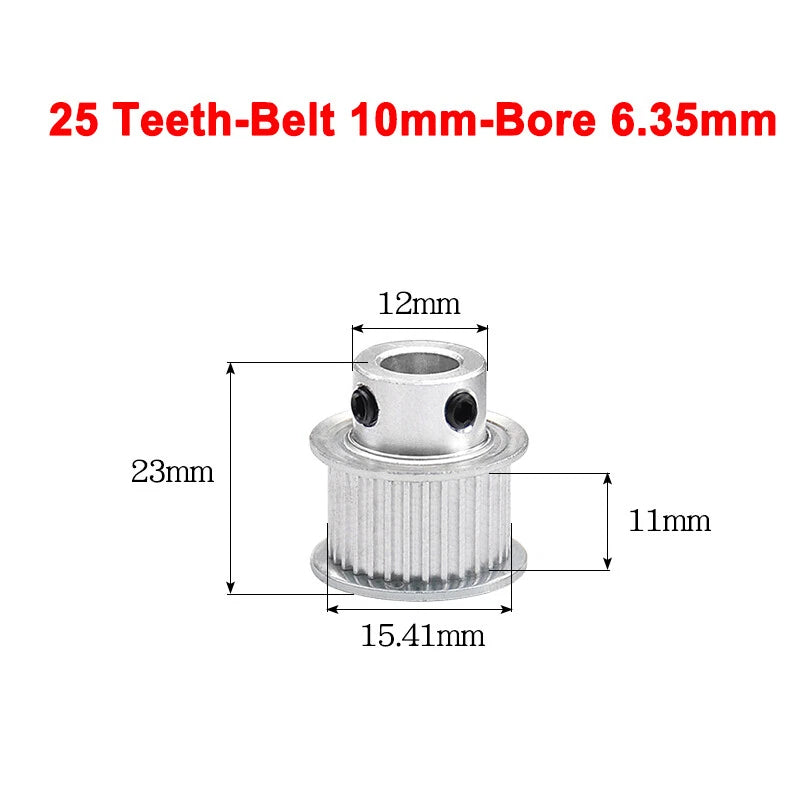 2GT Drive Pulley With Step 16 Tooth - 100 Tooth Bore 4mm - 25mm for 10mm Belt