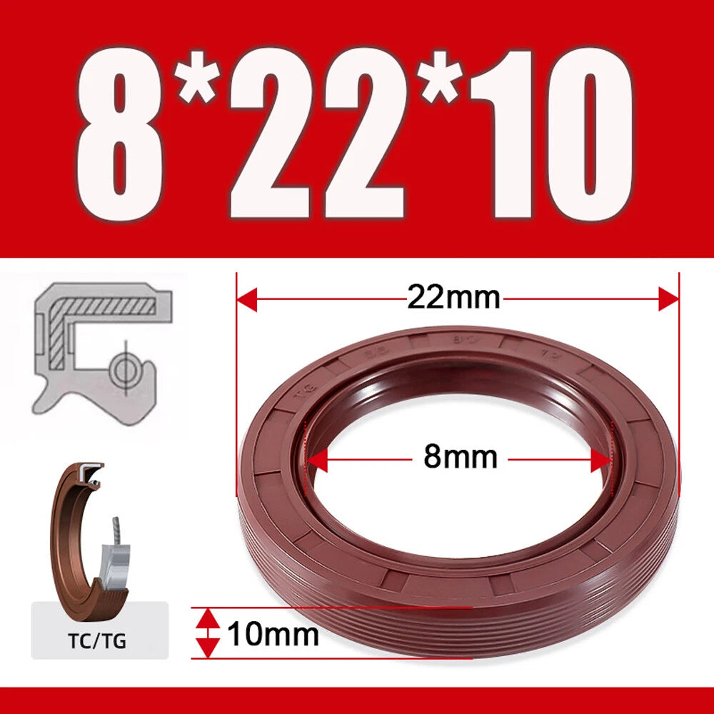 Metric TC Oil Seal FKM Dual Lip Rotary Shaft Seal 8mm–40mm Bore