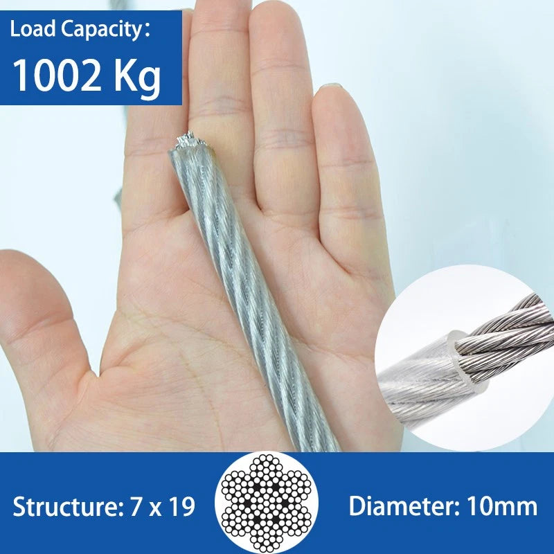 Clear PVC Coated Steel Wire Rope Metal Cable Rigging 0.38mm-12mm Heavy Duty