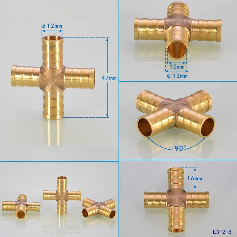 Brass Hose Joiner Fittings — Straight, Y, T & 4-Way Connectors | 6mm–19mm