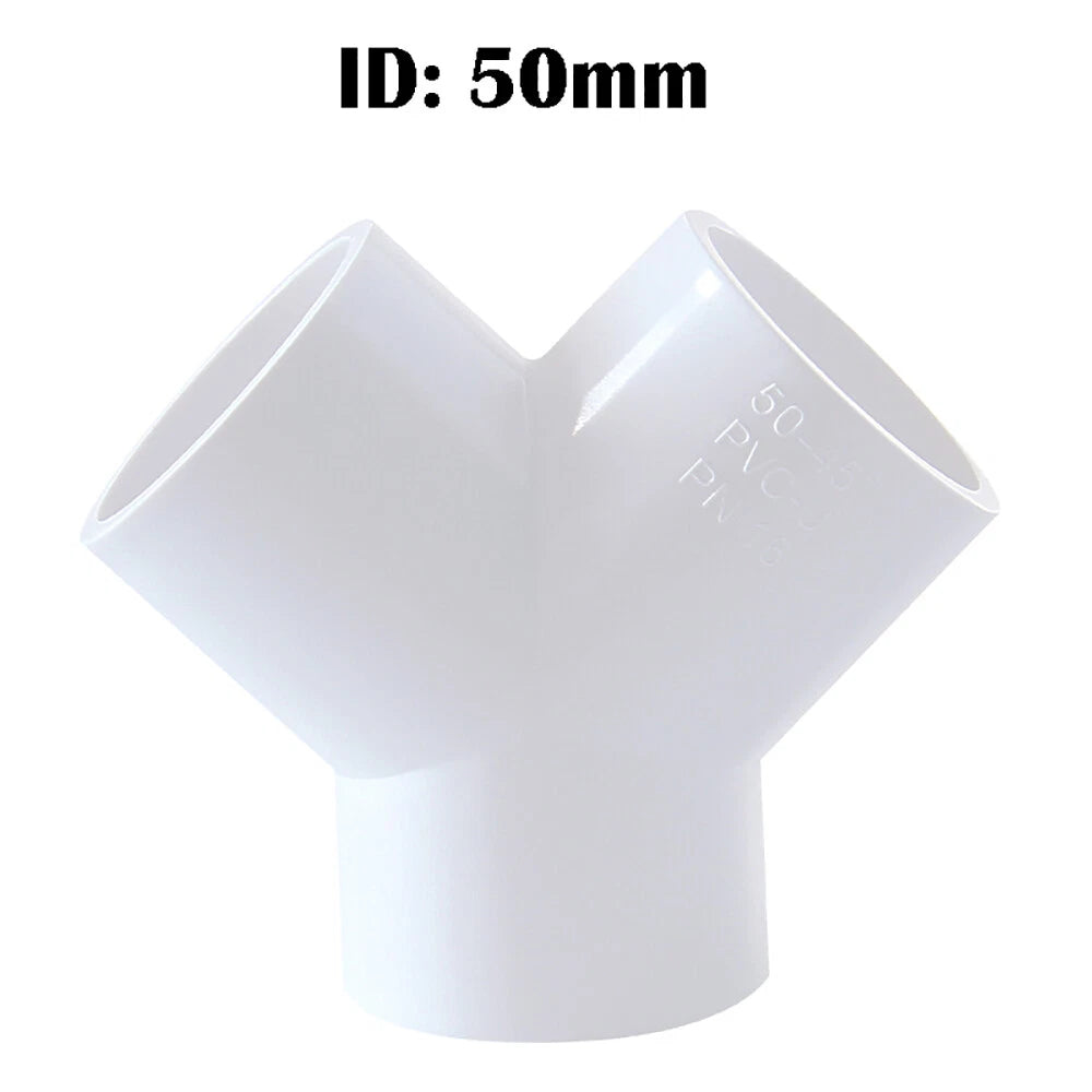 PVC Y-Fitting ID 20~63mm White Blue Grey PVC Y-Type Pipe Fitting Split Fittings