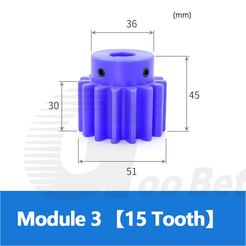 Module 2 3 Precision Spur Gear 12 - 30 Tooth Pinion with Step Keyway Bore Nylon