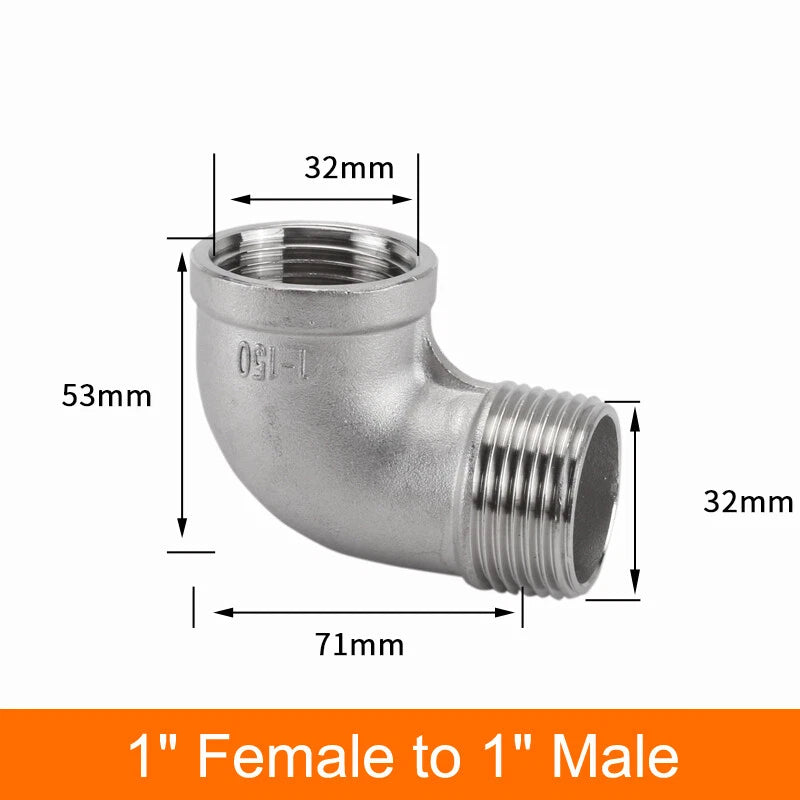 Stainless Steel 90° Elbow BSP Pipe Fittings — Same-Size & Reducing Female/Male Adapters