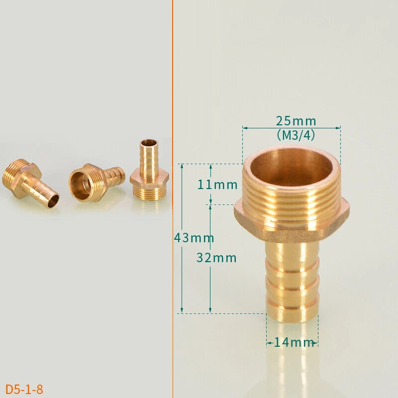 BSP Hose Barb Fittings — 1/2" & 3/4" Male or Female Thread × 6–25mm Barb (2-Pack)