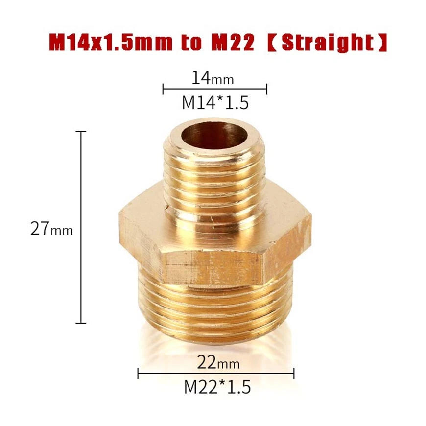 M14x1.5mm & M22x1.5mm Brass Pipe Fittings — Straight, Elbow, Tee, Cross, Coupler Adapters