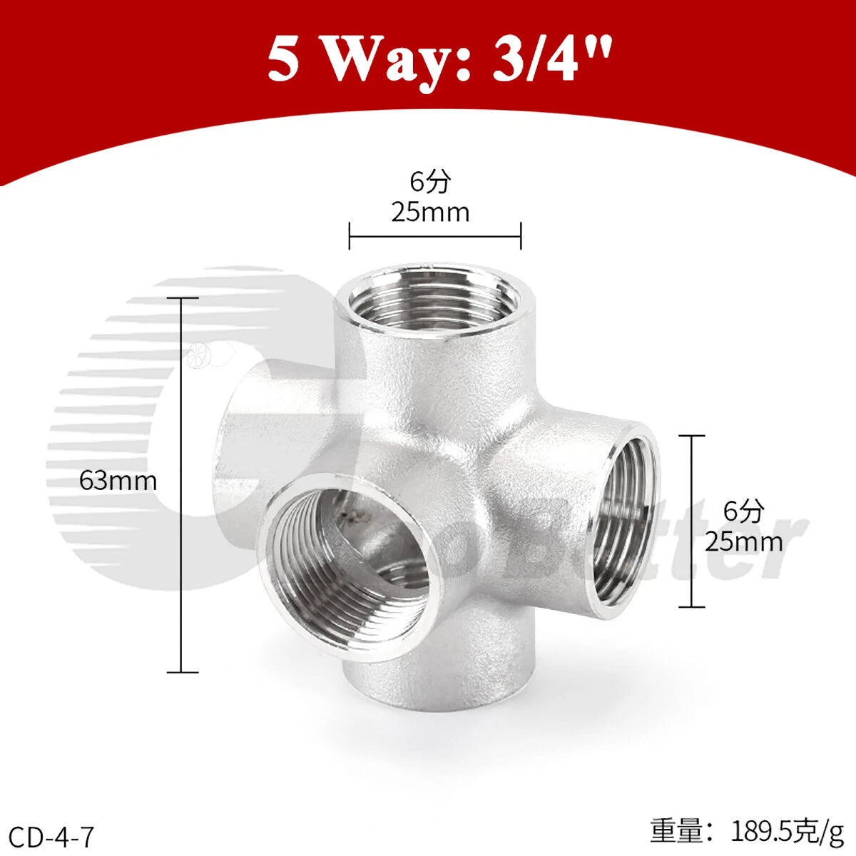Stainless Steel 3/4/5-Way BSP Female Pipe Fitting Splitter — 304 SS, 1/4" to 2"