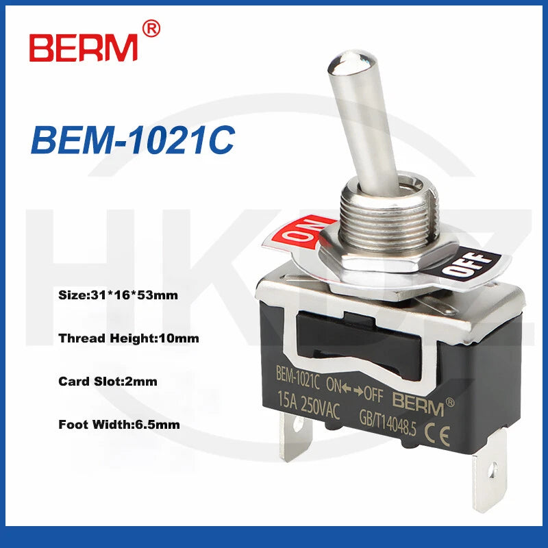 Metal Toggle Switch 250VAC 15A — SPST / SPDT / DPST / DPDT Panel Mount Flick Switch